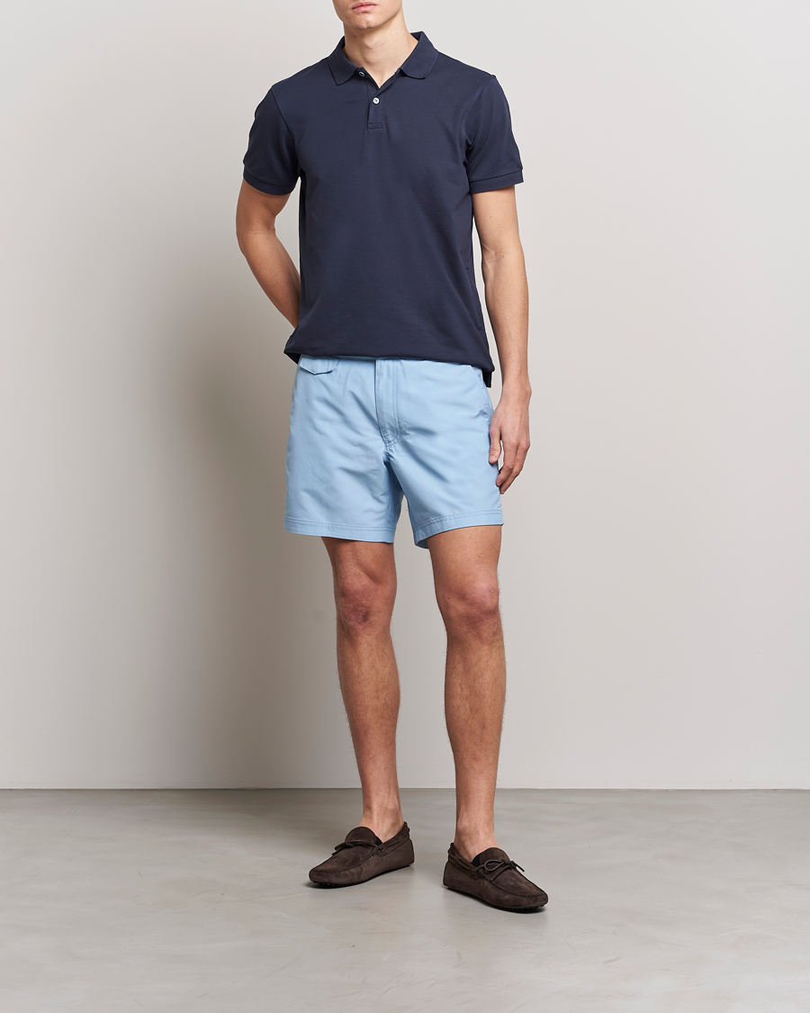 Uomini | Costumi da bagno | Sunspel | Recycled Seaqual Tailored Swim Shorts Light Blue