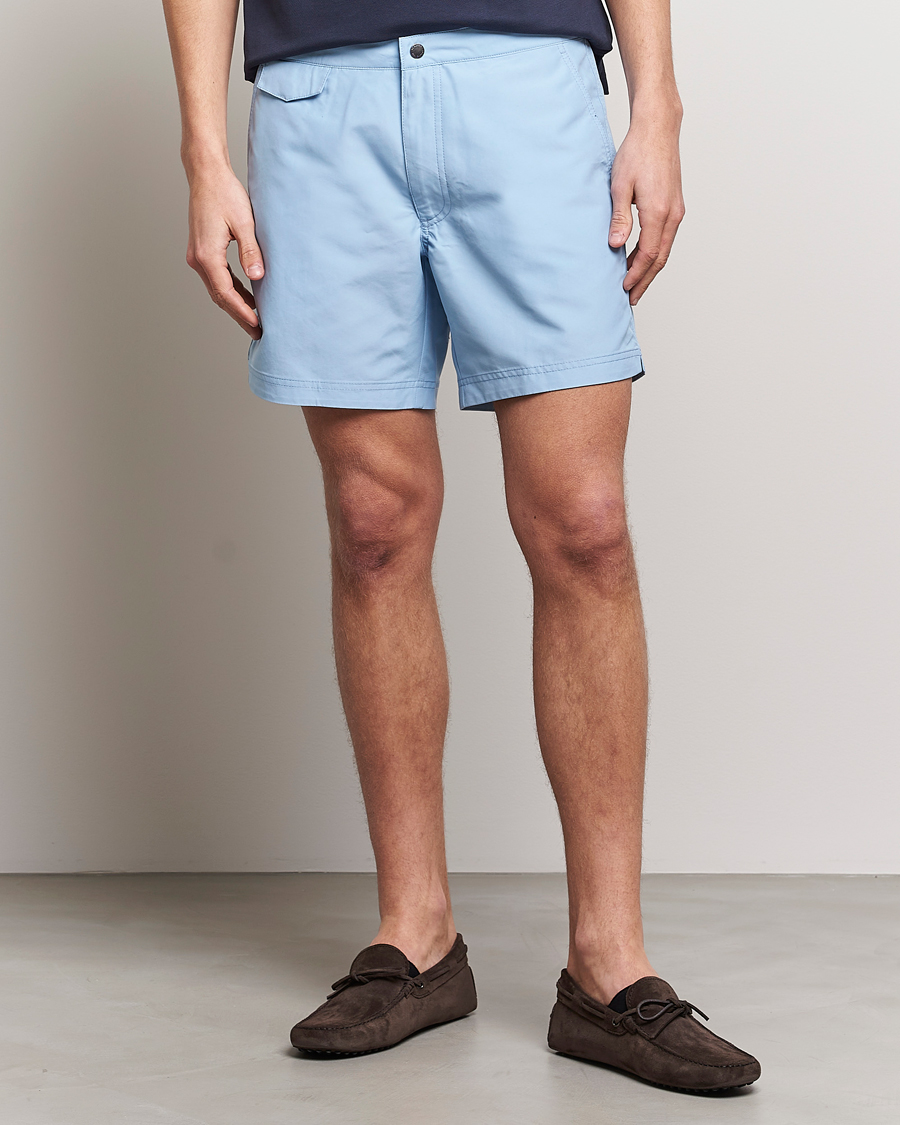 Uomini | Costumi da bagno | Sunspel | Recycled Seaqual Tailored Swim Shorts Light Blue