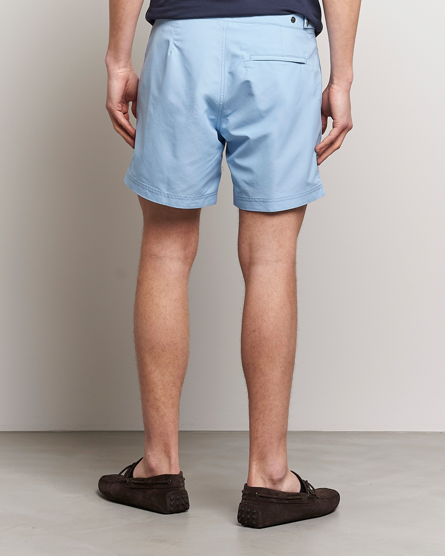 Uomini | Costumi da bagno | Sunspel | Recycled Seaqual Tailored Swim Shorts Light Blue