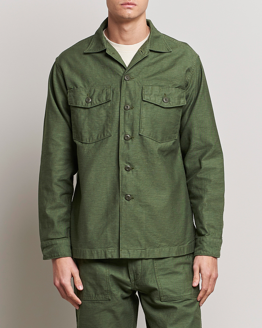 Uomini | Camicie | orSlow | Cotton Sateen US Army Overshirt Green
