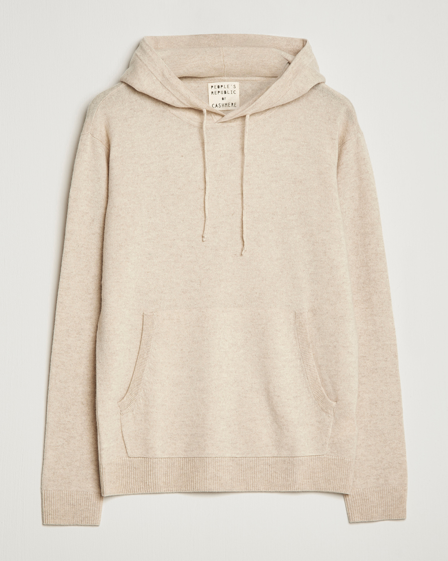Uomini | Maglieria | People's Republic of Cashmere | Cashmere Hoodie Oatmilk