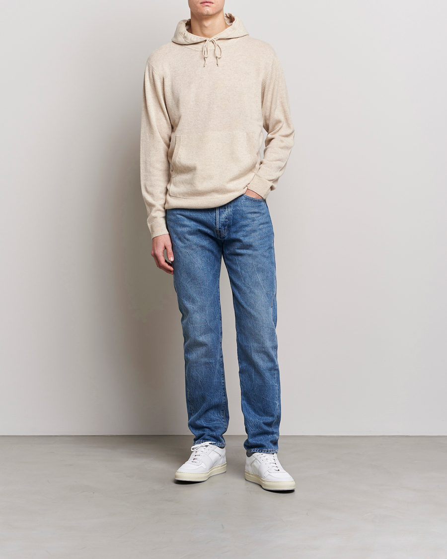Uomini | Maglieria | People's Republic of Cashmere | Cashmere Hoodie Oatmilk