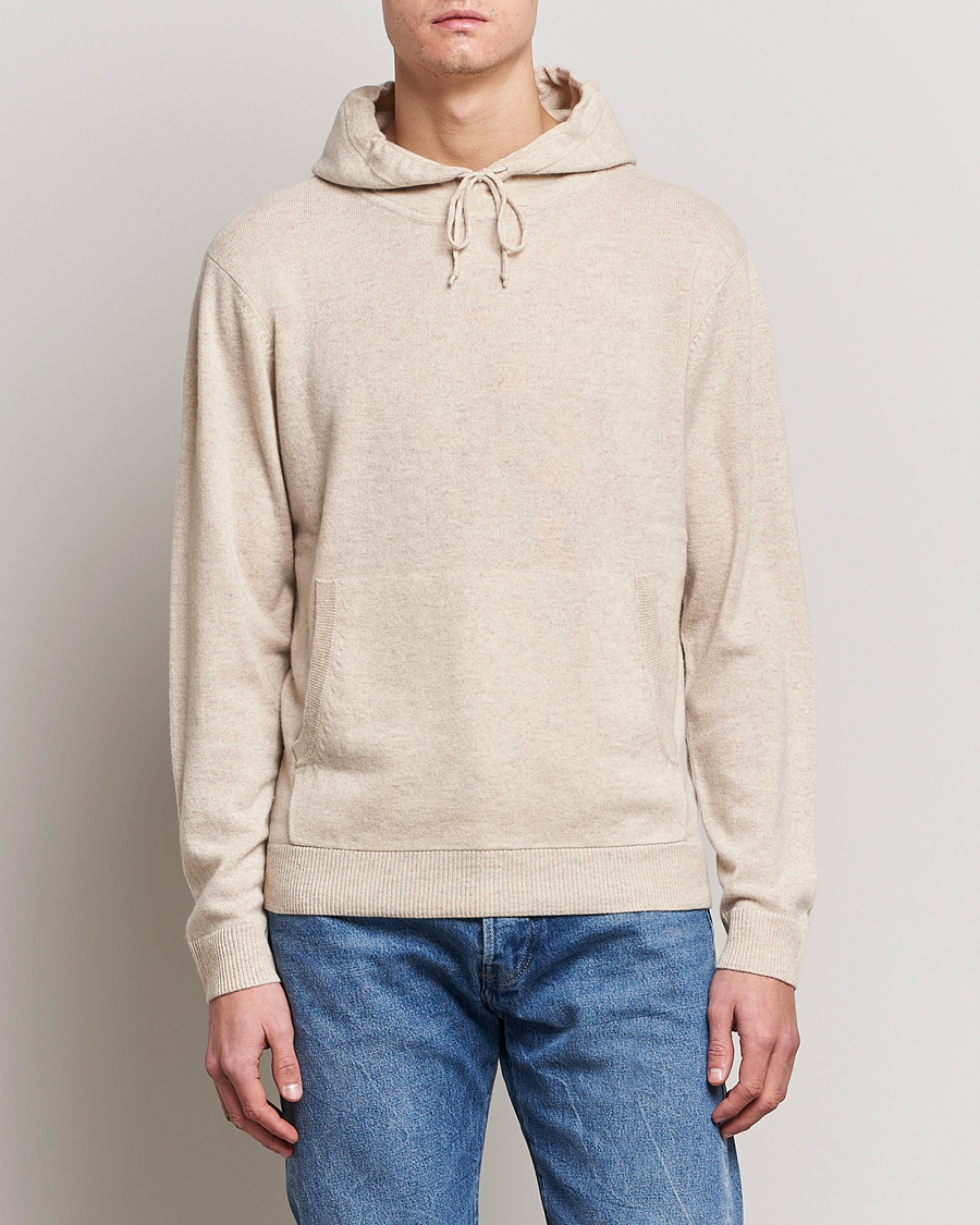 Uomini | Maglieria | People's Republic of Cashmere | Cashmere Hoodie Oatmilk