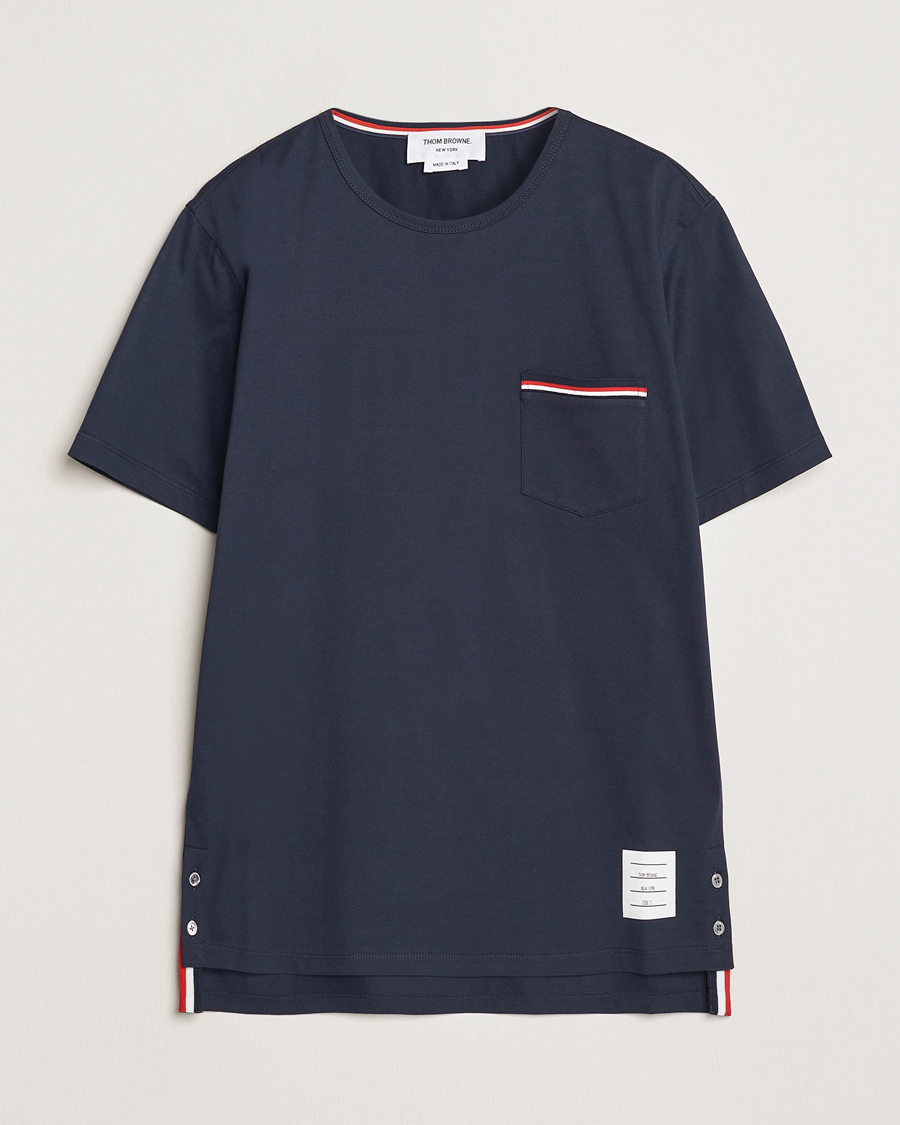 Uomini | T-shirt | Thom Browne | Short Sleeve Pocket T-Shirt Navy