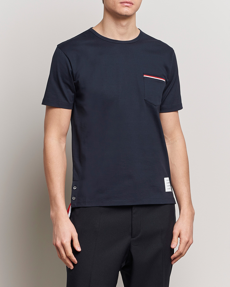Uomini | T-shirt | Thom Browne | Short Sleeve Pocket T-Shirt Navy
