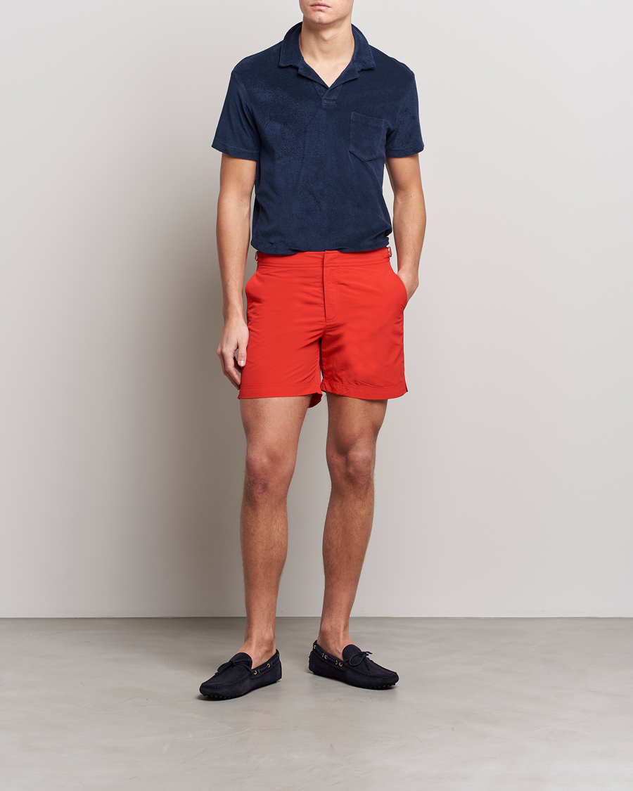 Uomini | Orlebar Brown Bulldog II Medium Length Swim Shorts Rescue Red | Orlebar Brown | Bulldog II Medium Length Swim Shorts Rescue Red