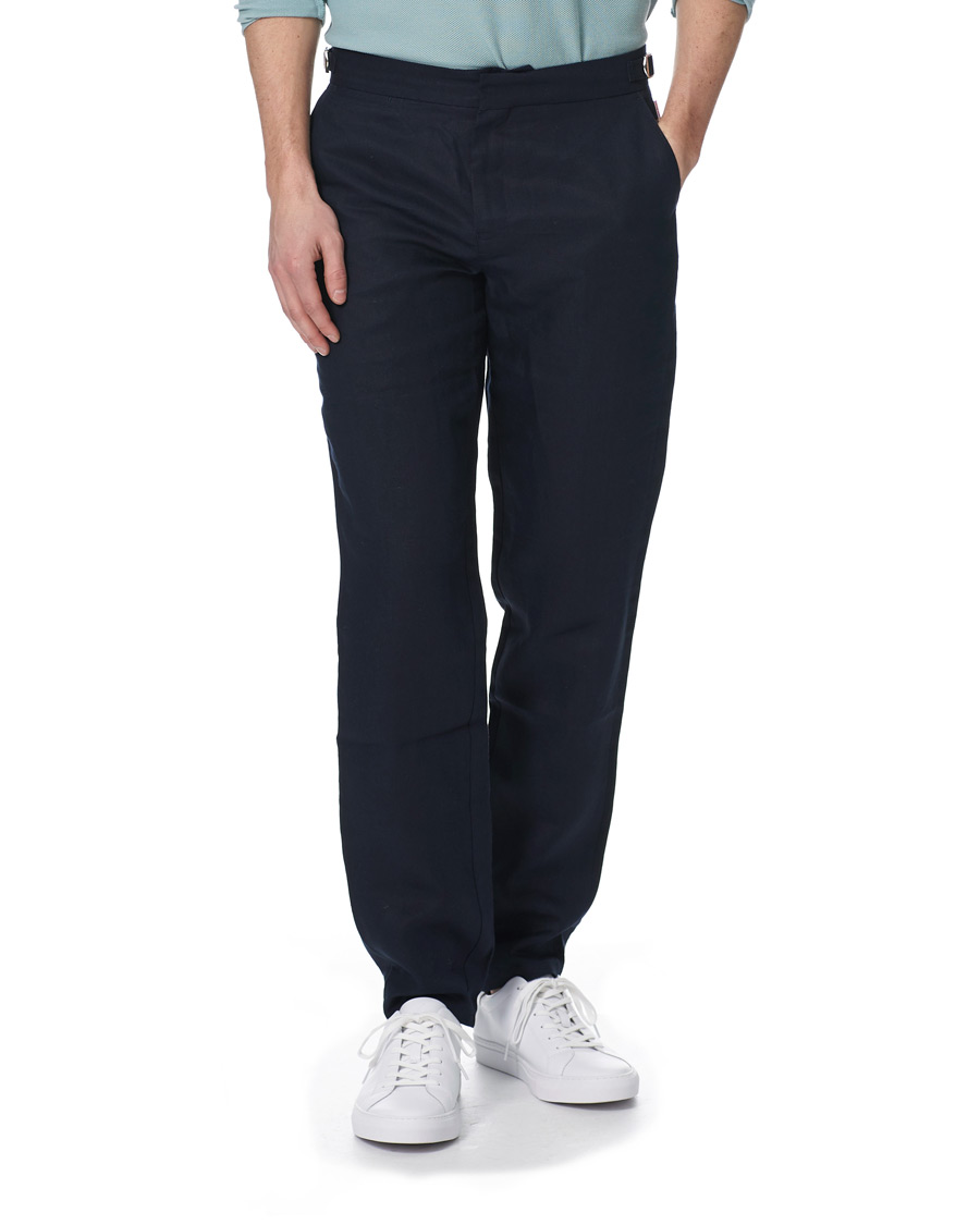 Uomini | Pantaloni | Orlebar Brown | Griffon Linen Trousers Navy