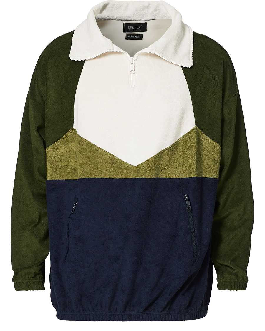Uomini | Maglieria | Howlin' | Long Sleeve Terry Zip Sweat Dark Green
