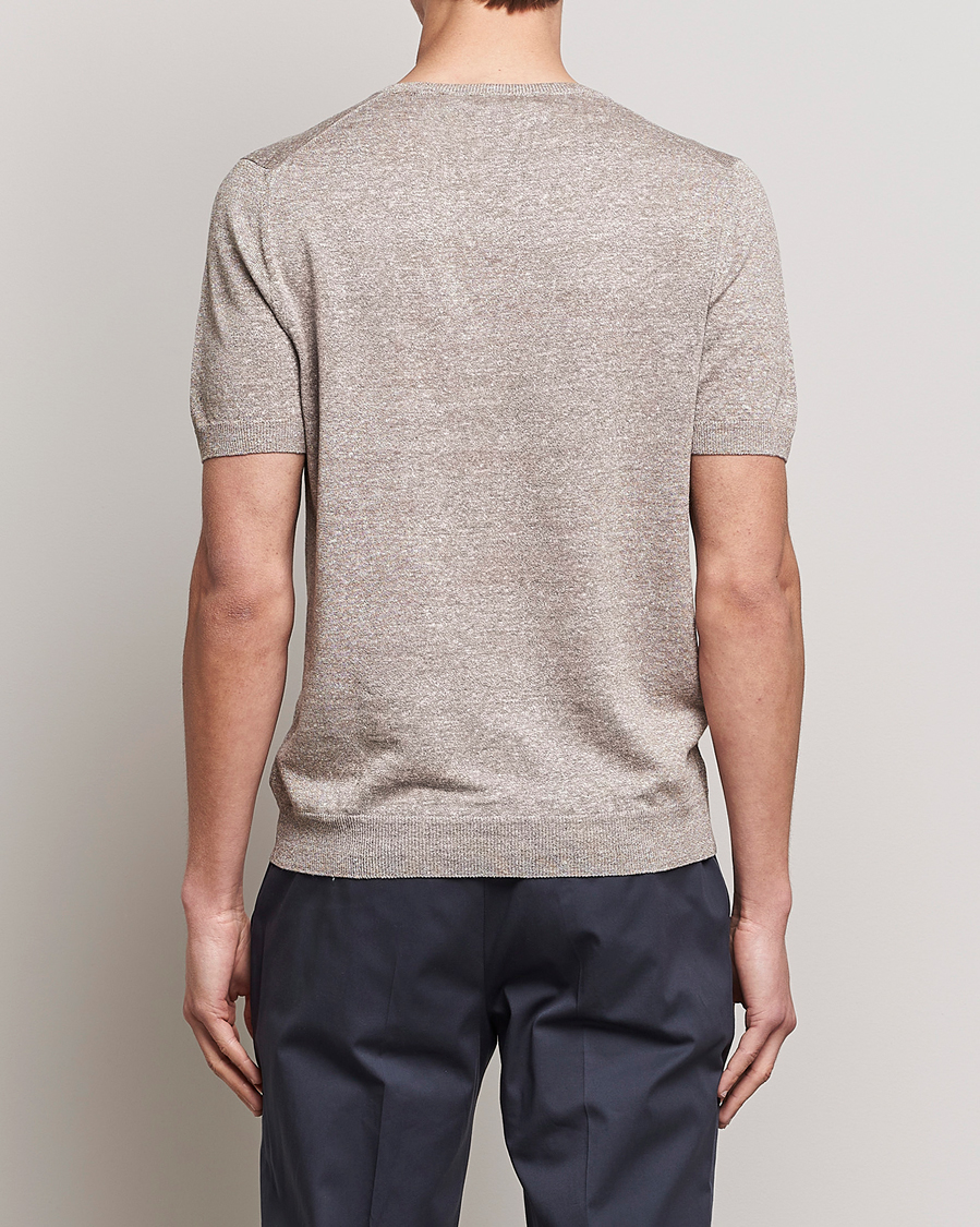 Uomini | T-shirt | Gran Sasso | Cotton/Linen Knitted Tee Beige