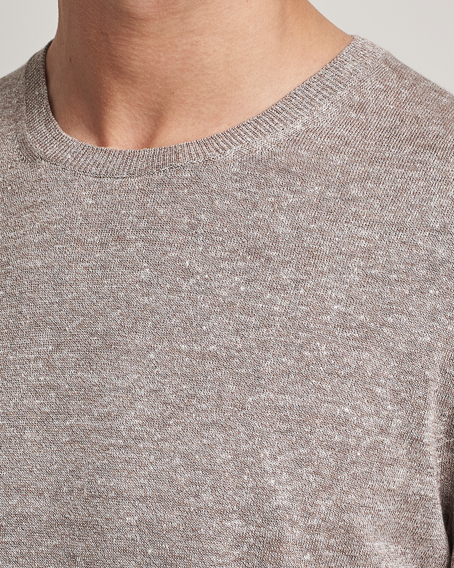 Uomini | T-shirt | Gran Sasso | Cotton/Linen Knitted Tee Beige