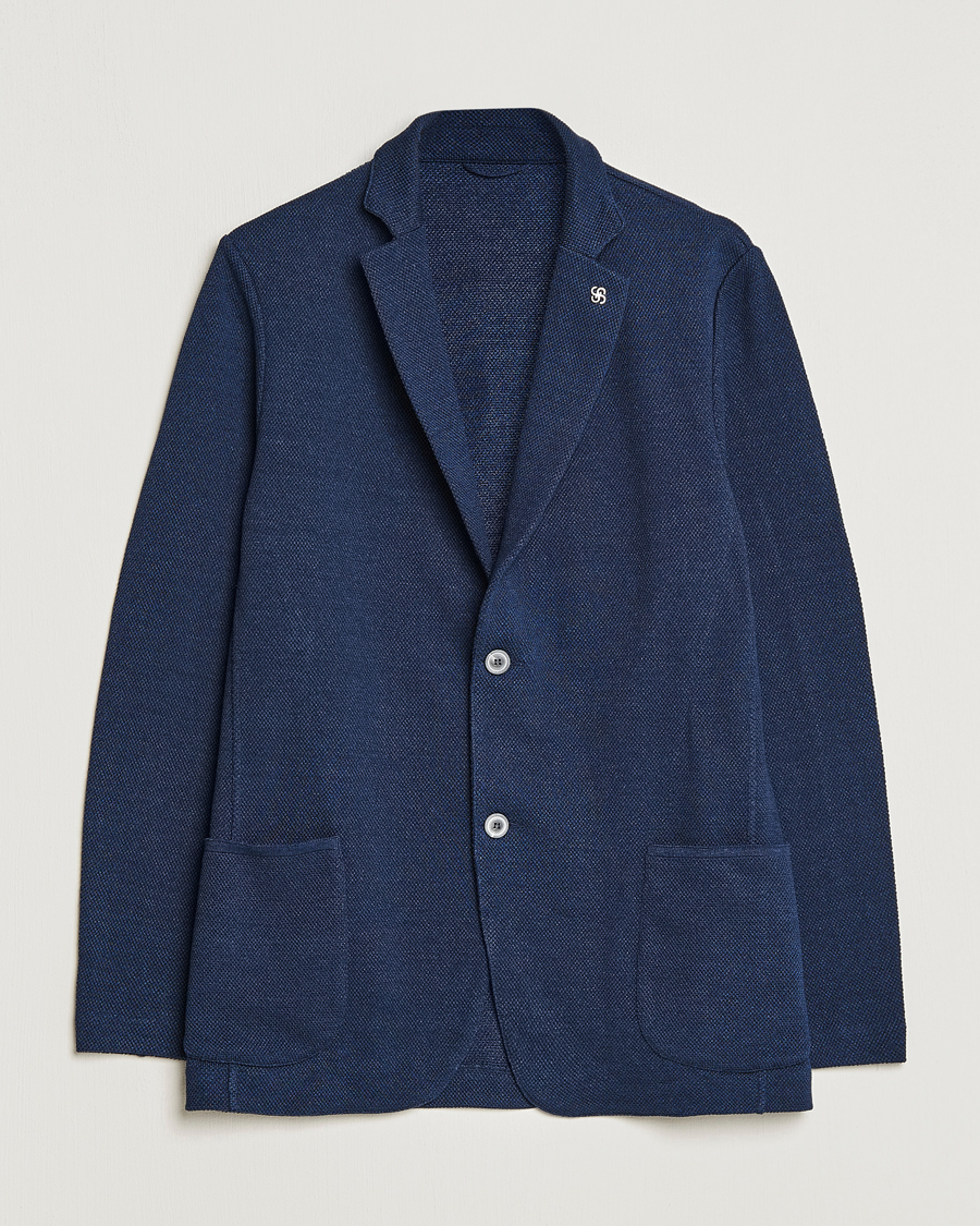 Uomini | Blazers | Gran Sasso | Structured Cotton/Linen Blazer Navy