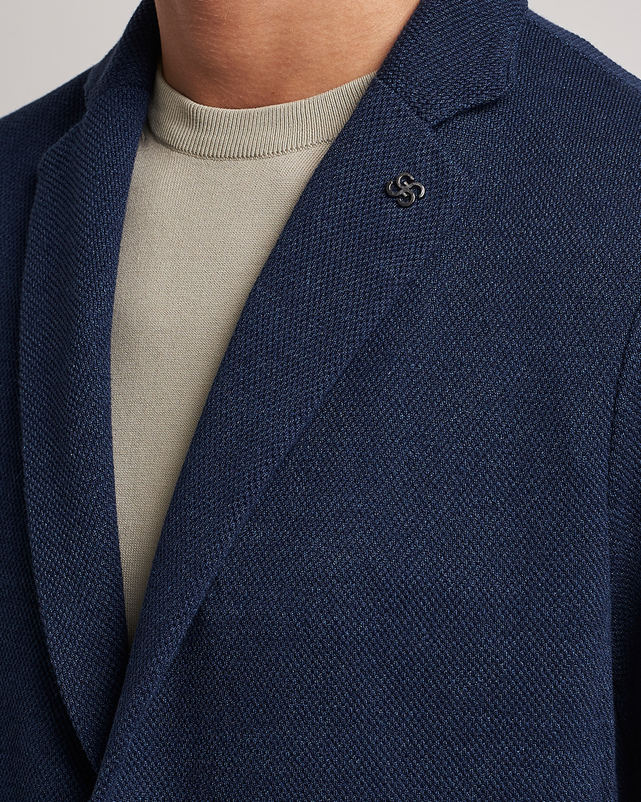Uomini | Blazers | Gran Sasso | Structured Cotton/Linen Blazer Navy