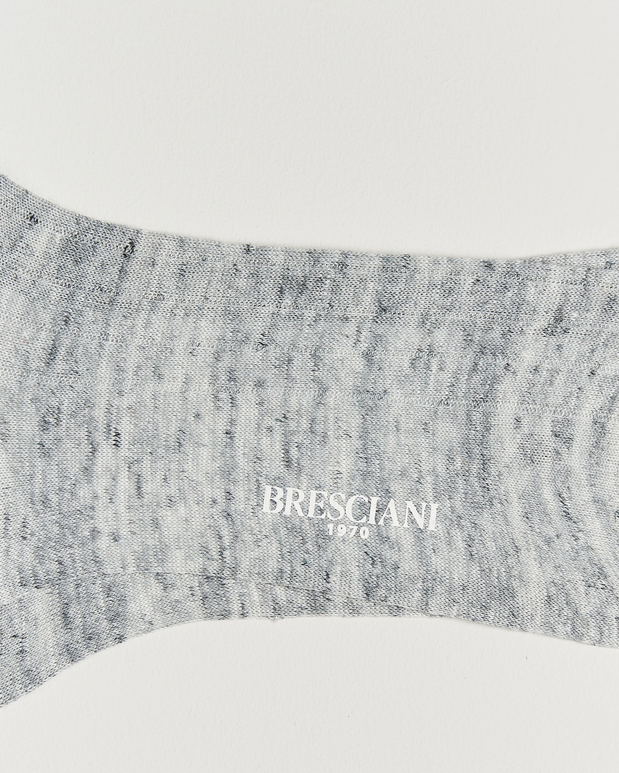 Uomini | Biancheria intima | Bresciani | Linen Ribbed Short Socks Off White