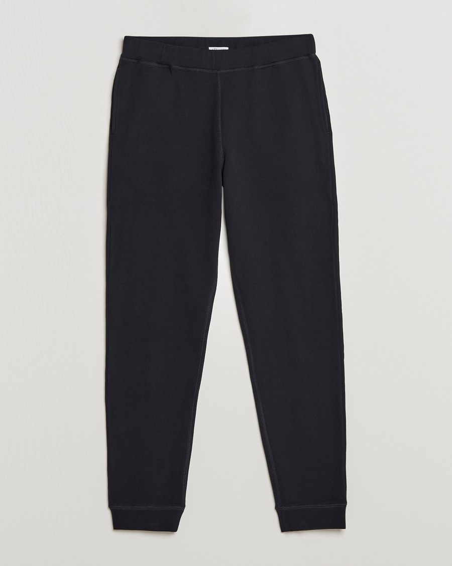 Uomini | Pantaloni | Sunspel | Cotton Loopback Track Pants Black