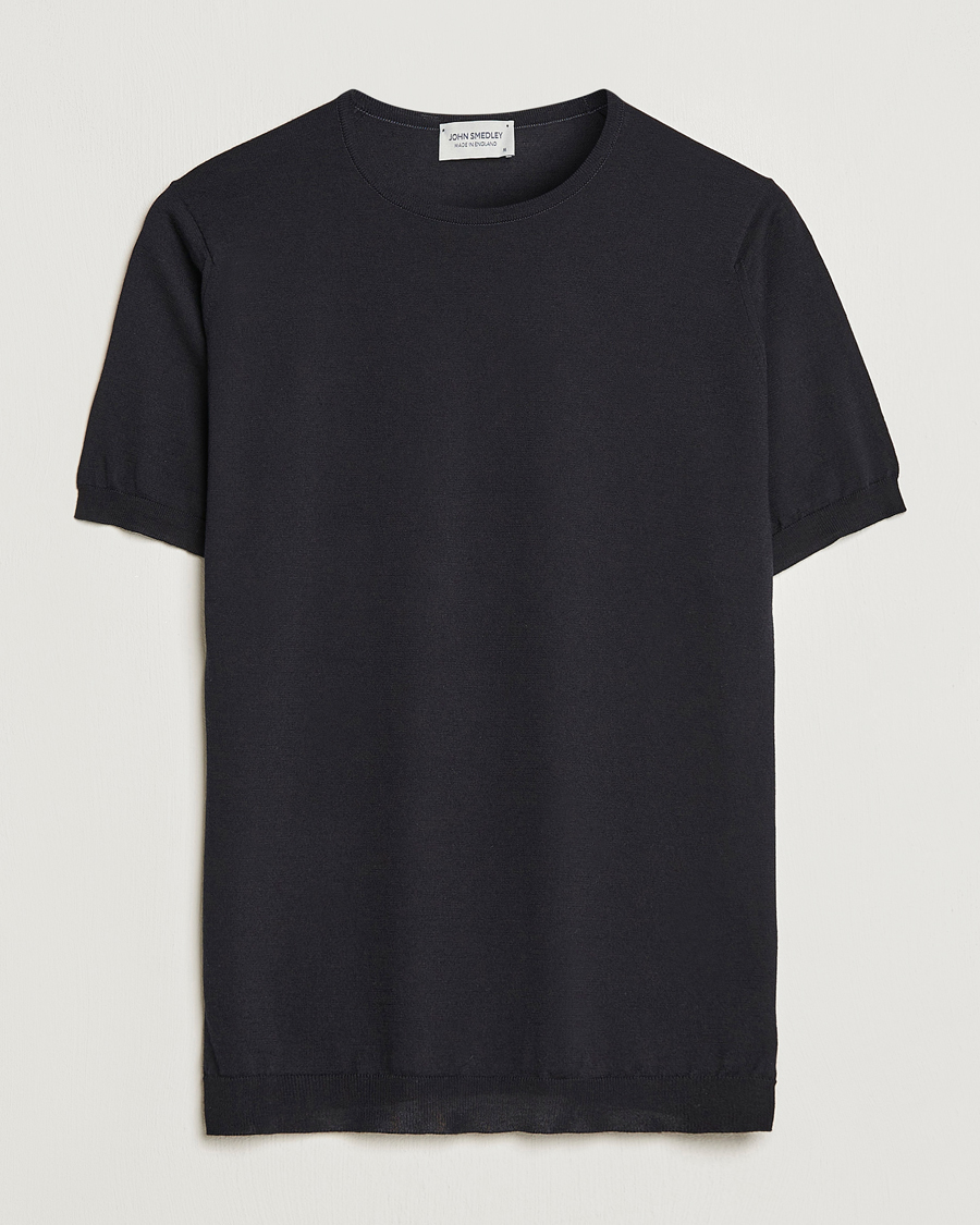 Uomini | T-shirt | John Smedley | Belden Wool/Cotton T-Shirt Navy