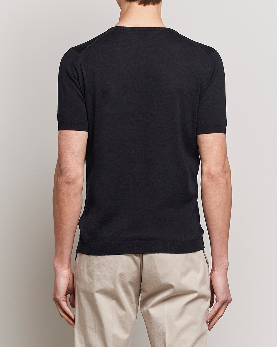 Uomini | T-shirt | John Smedley | Belden Wool/Cotton T-Shirt Navy