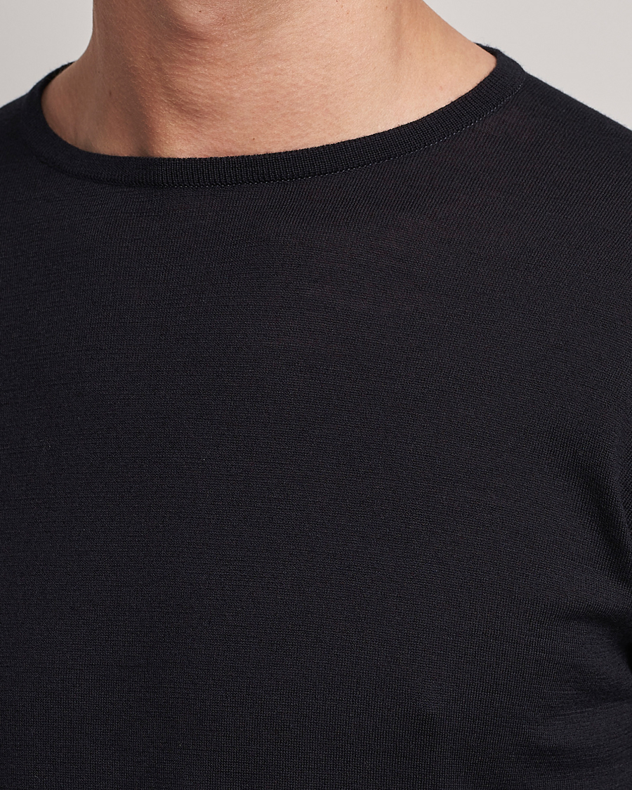 Uomini | T-shirt | John Smedley | Belden Wool/Cotton T-Shirt Navy