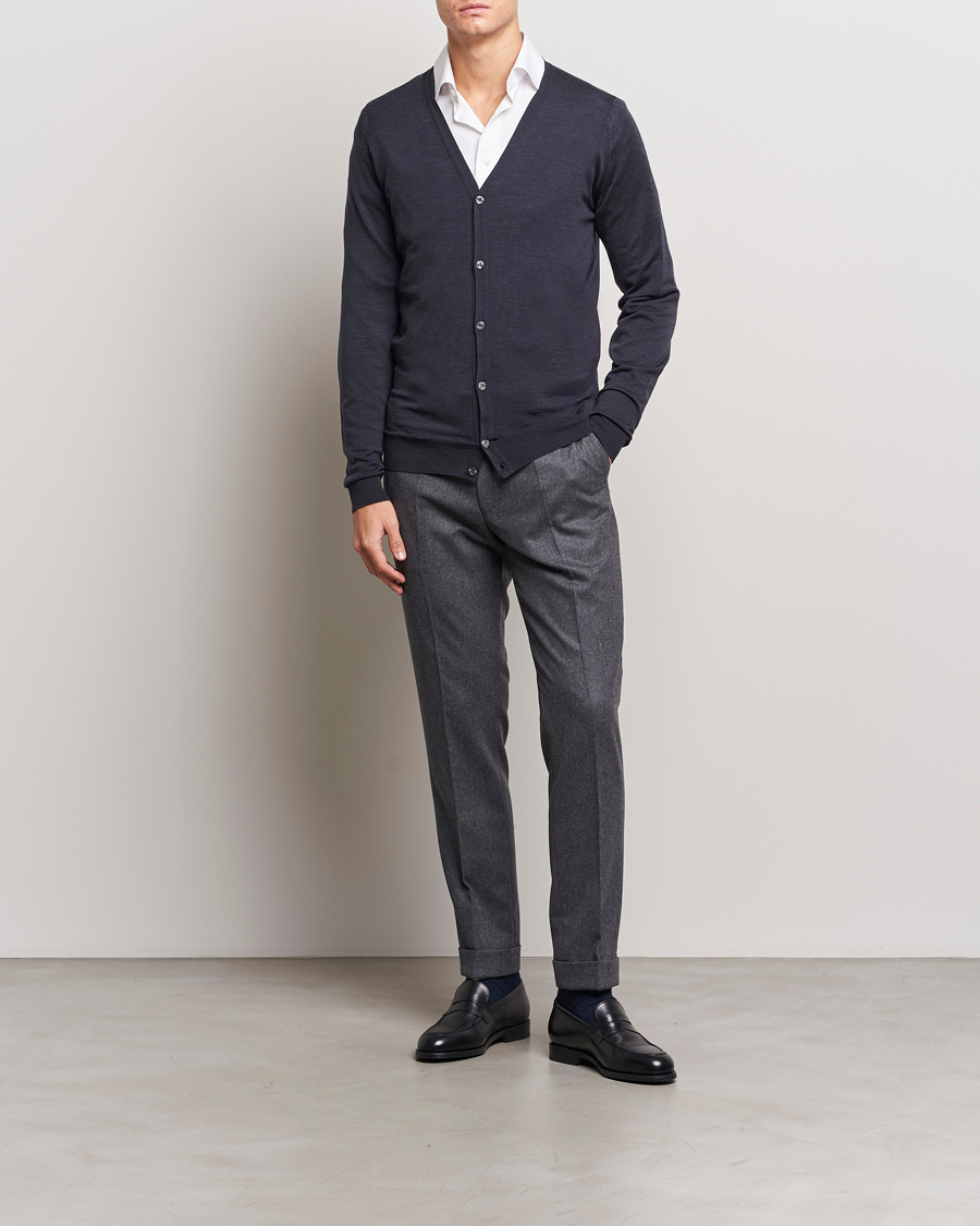 Uomini | Maglieria | John Smedley | Petworth Extra Fine Merino Cardigan Hepburn Smoke