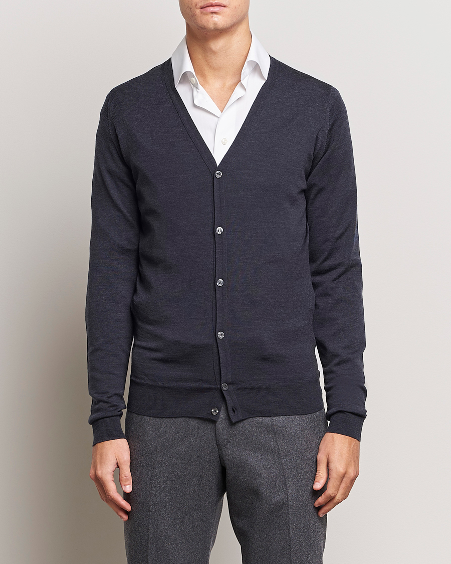Uomini | Maglieria | John Smedley | Petworth Extra Fine Merino Cardigan Hepburn Smoke