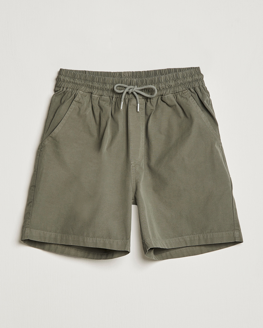 Uomini | Pantaloncini | Colorful Standard | Classic Organic Twill Drawstring Shorts Dusty Olive