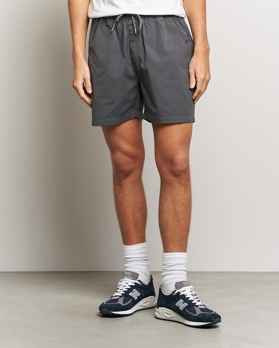 Uomini | Pantaloncini | Colorful Standard | Classic Organic Twill Drawstring Shorts Lava Grey