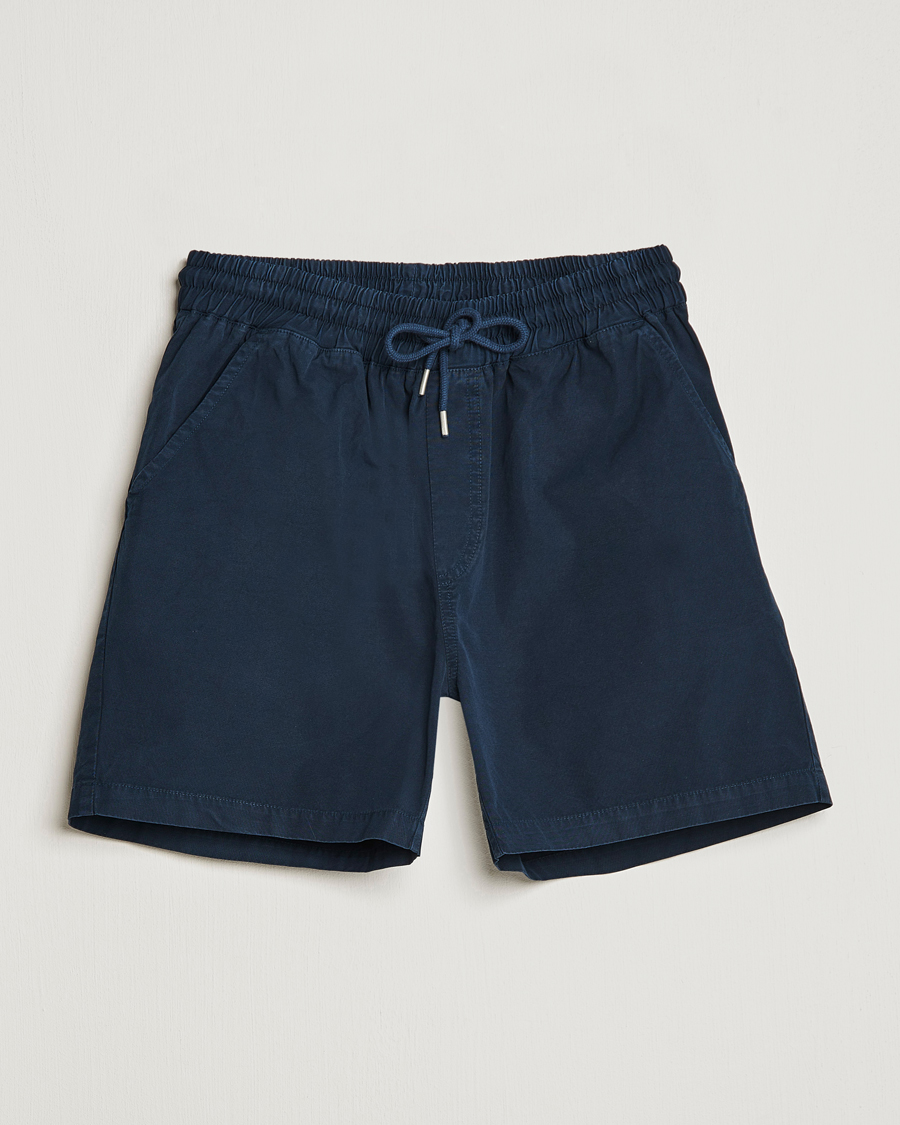 Uomini | Pantaloncini | Colorful Standard | Classic Organic Twill Drawstring Shorts Navy Blue