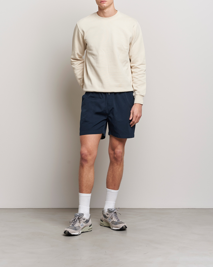 Uomini | Pantaloncini | Colorful Standard | Classic Organic Twill Drawstring Shorts Navy Blue