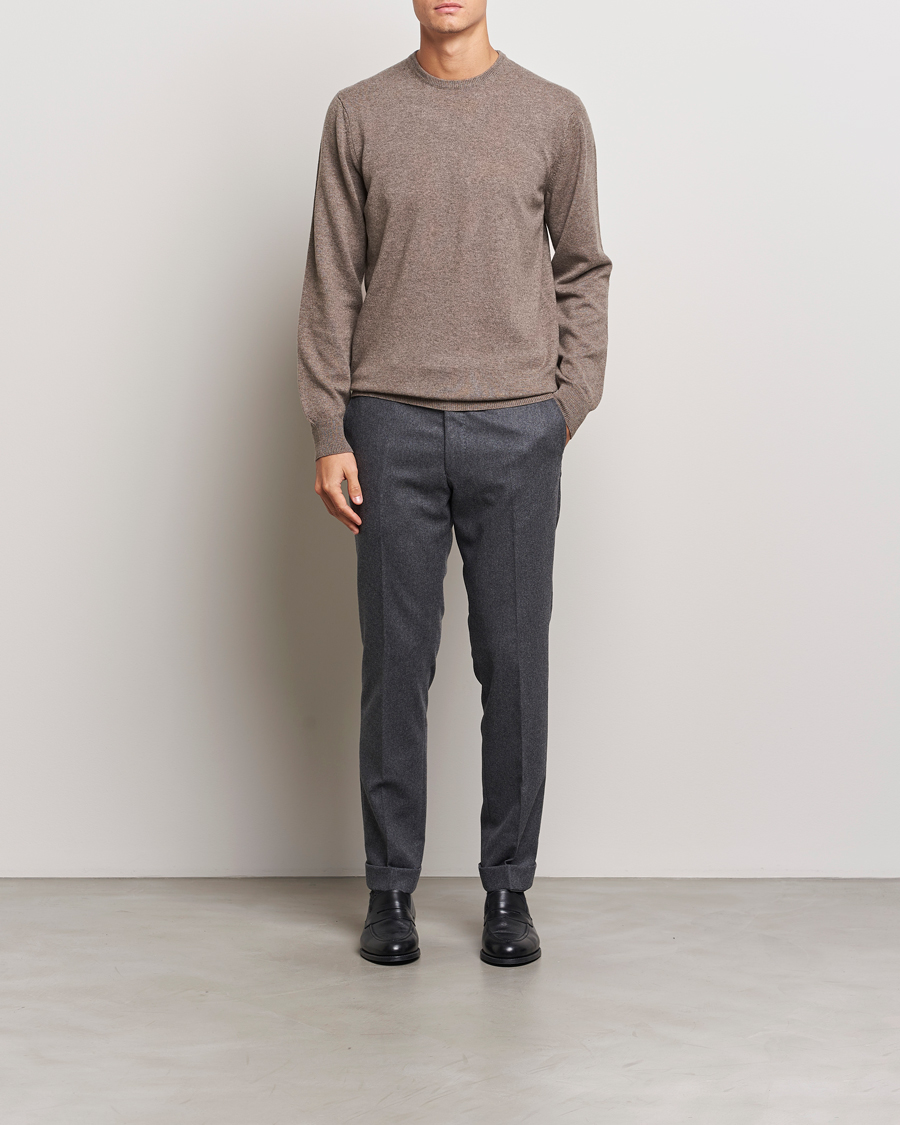 Uomini | Maglieria | Piacenza Cashmere | Cashmere Crew Neck Sweater Brown