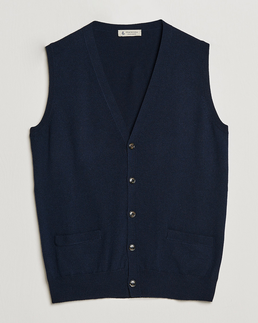 Uomini | Maglieria | Piacenza Cashmere | Cashmere Sleeveless Cardigan Navy