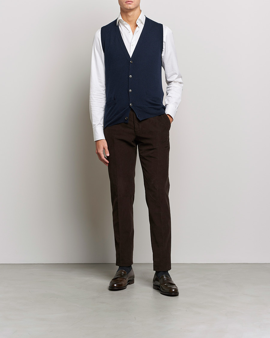 Uomini | Maglieria | Piacenza Cashmere | Cashmere Sleeveless Cardigan Navy