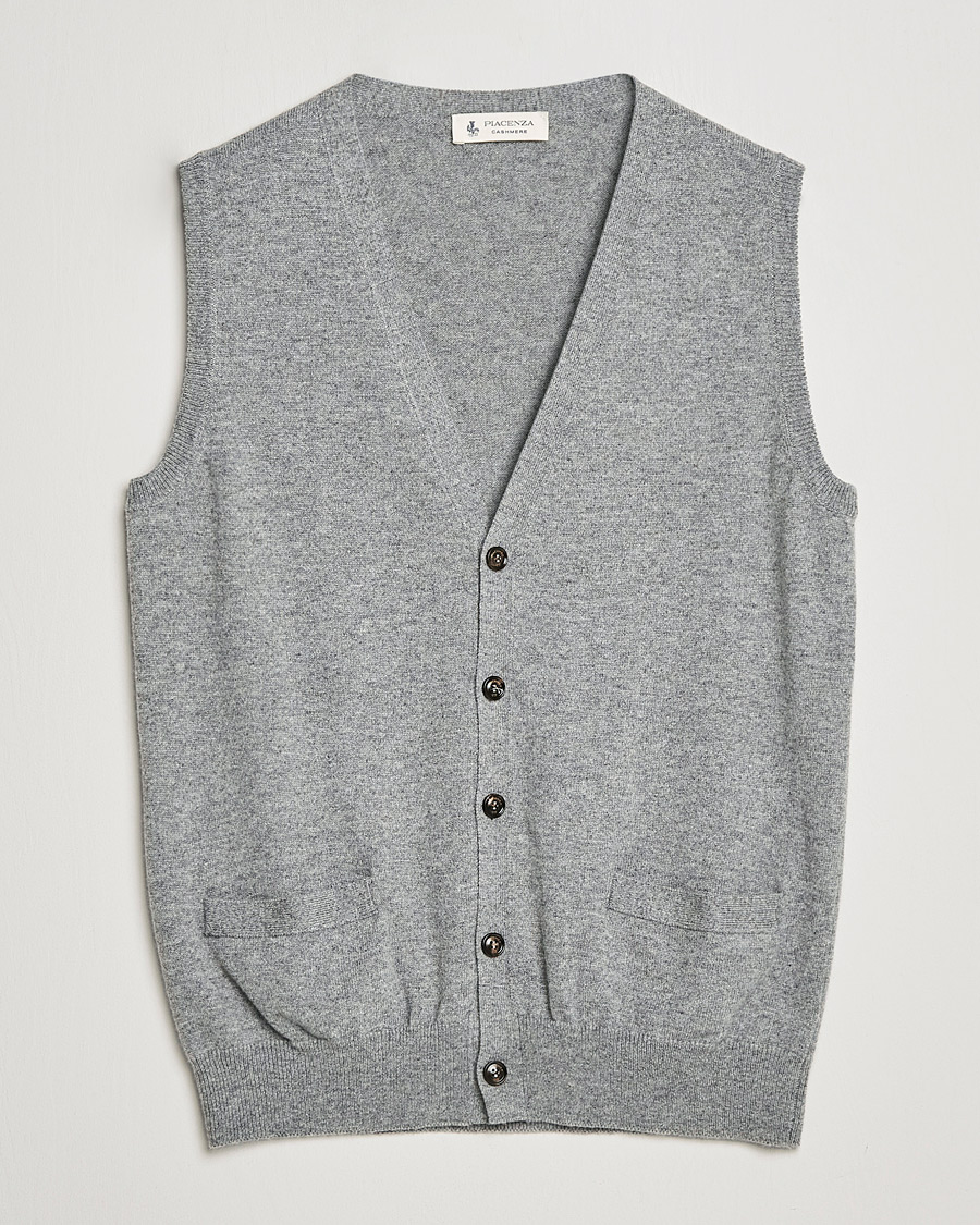 Uomini | Maglieria | Piacenza Cashmere | Cashmere Sleeveless Cardigan Light Grey