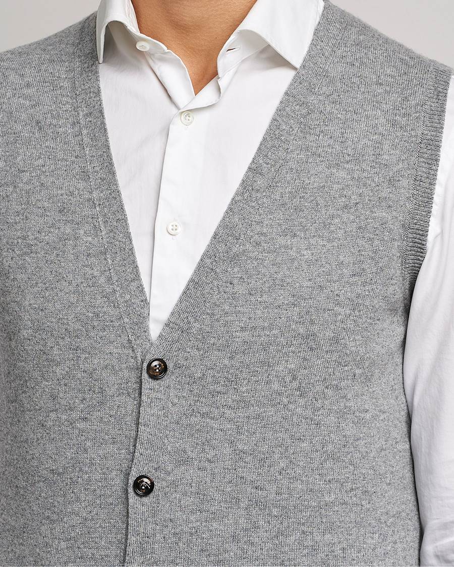 Uomini | Maglieria | Piacenza Cashmere | Cashmere Sleeveless Cardigan Light Grey