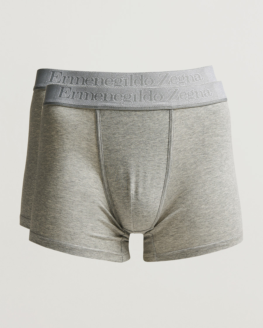 Uomini | Biancheria intima | Zegna | Cotton Stretch Boxer Bi-Pack Grey Heather