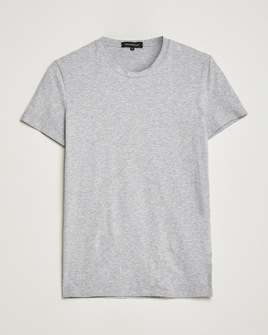 Uomini | T-shirt | Zegna | Cotton Stretch Crew Neck T-Shirt Grey Heather