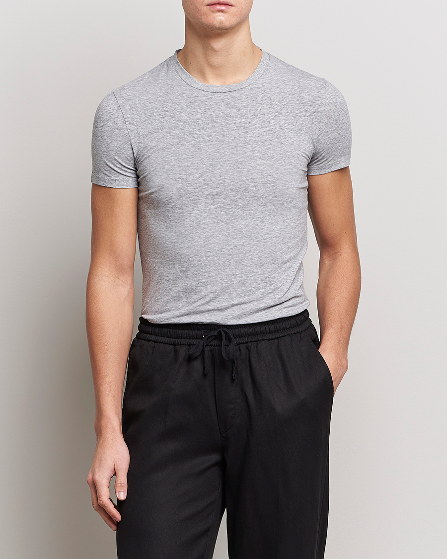 Uomini | T-shirt | Zegna | Cotton Stretch Crew Neck T-Shirt Grey Heather