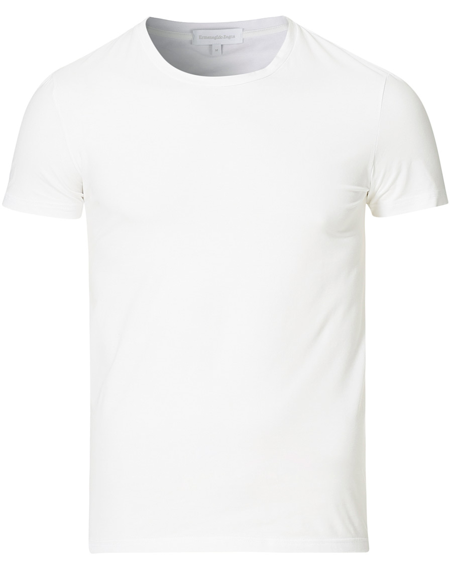 Uomini | T-shirt | Zegna | Cotton Stretch Crew Neck T-Shirt White