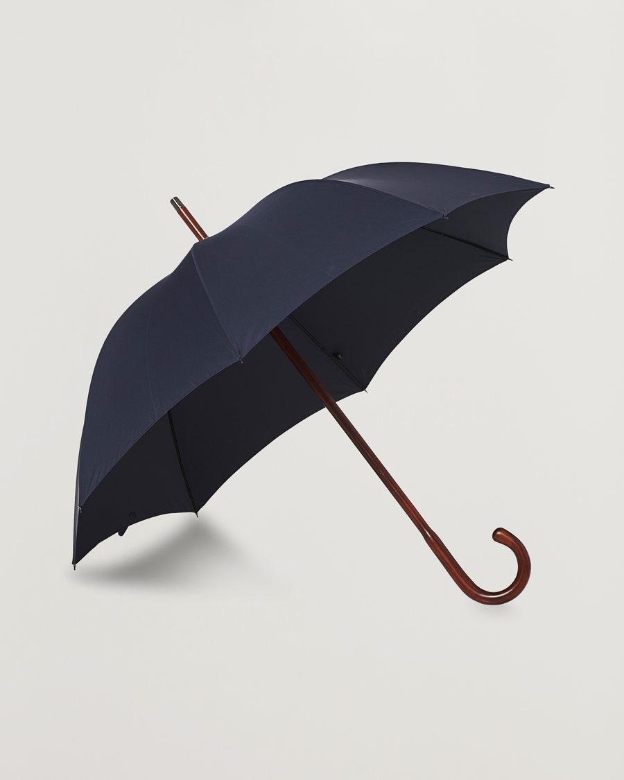 Uomini | Ombrelli | Fox Umbrellas | Polished Cherrywood Solid Umbrella Navy