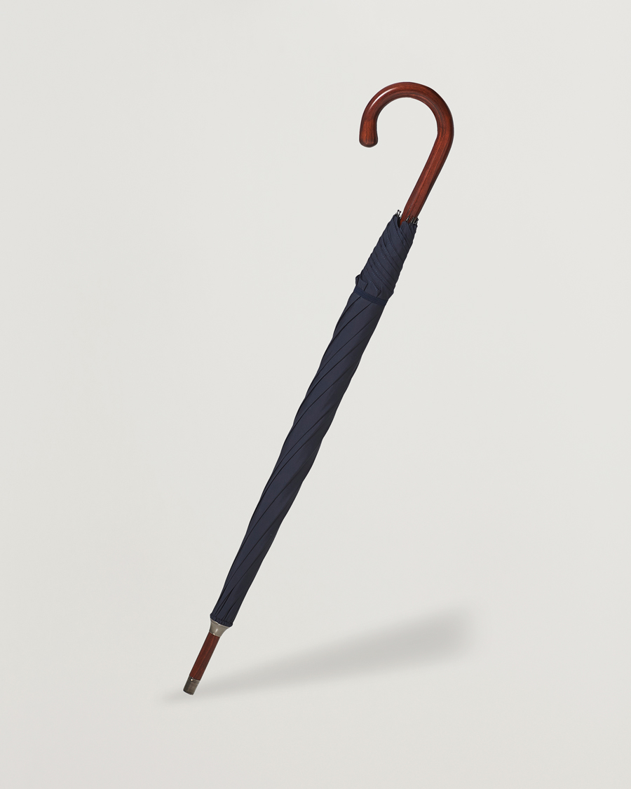 Uomini | Ombrelli | Fox Umbrellas | Polished Cherrywood Solid Umbrella Navy