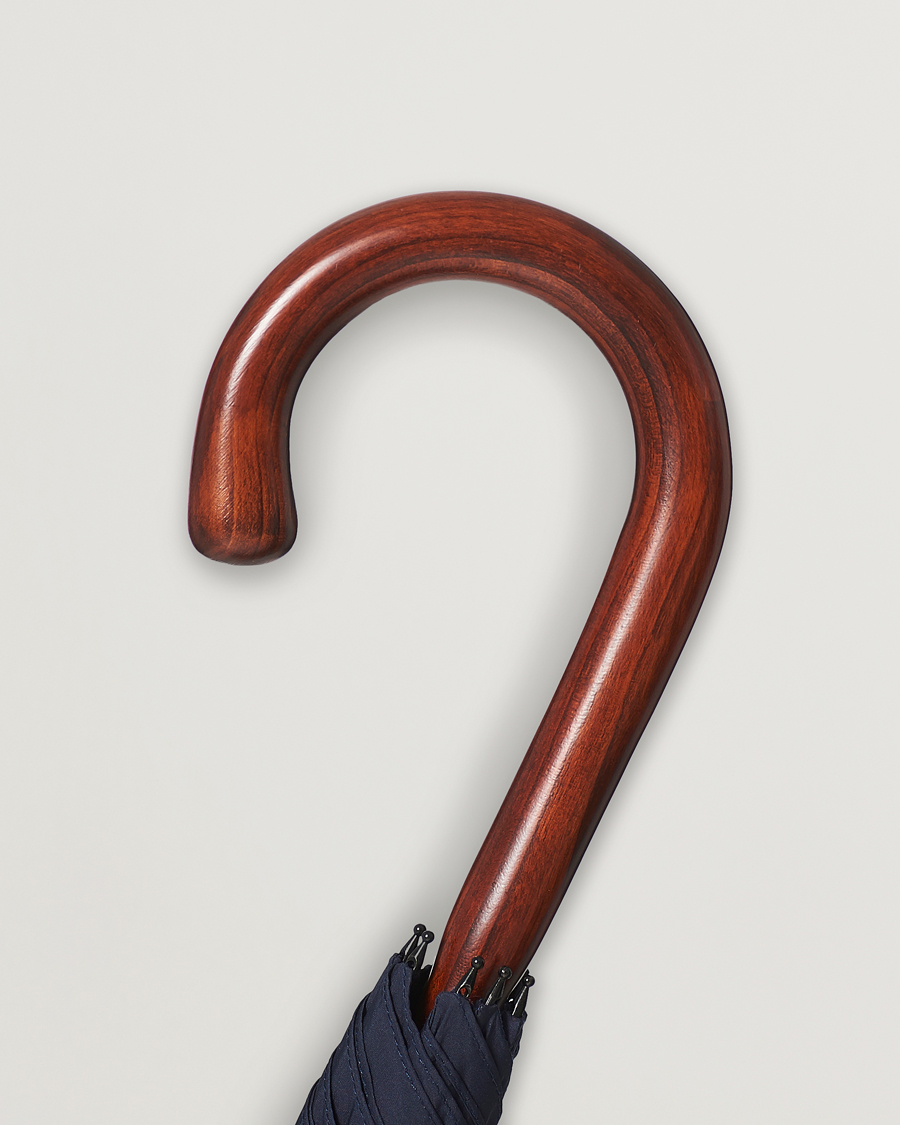 Uomini | Ombrelli | Fox Umbrellas | Polished Cherrywood Solid Umbrella Navy