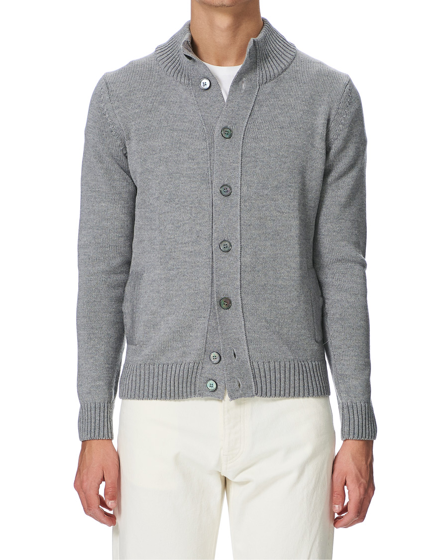 Uomini | Maglieria | Stenströms | Heavy Merino Wool Cardigan Grey