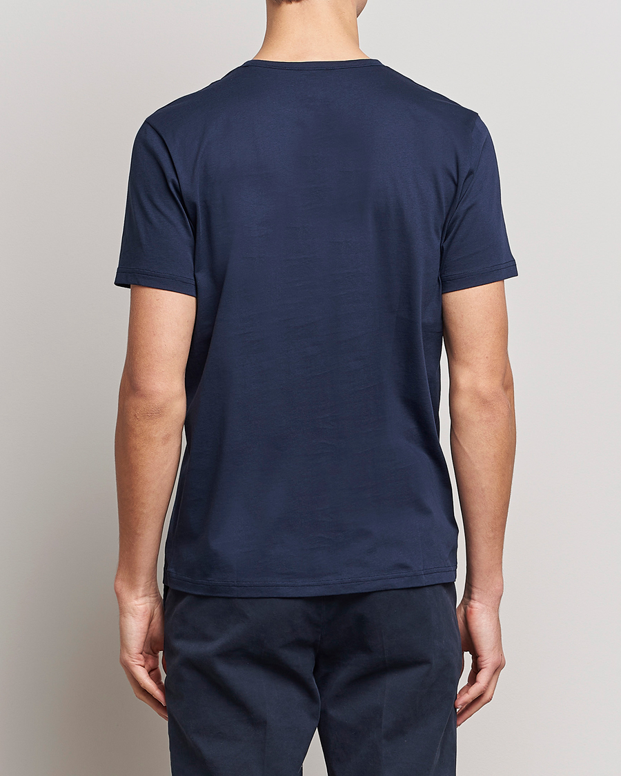 Uomini | T-shirt | Stenströms | Solid Cotton T-Shirt Navy