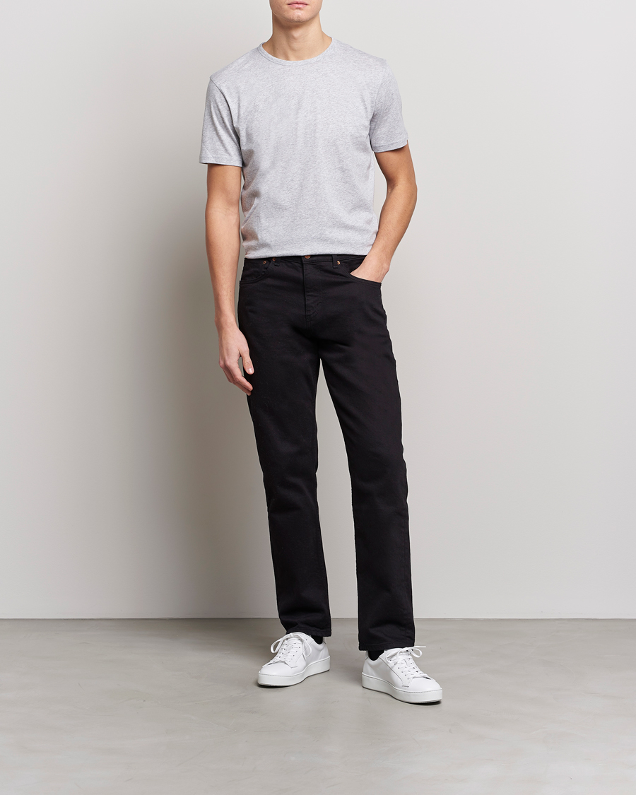 Uomini | T-shirt | Stenströms | Solid Cotton T-Shirt Grey Melange