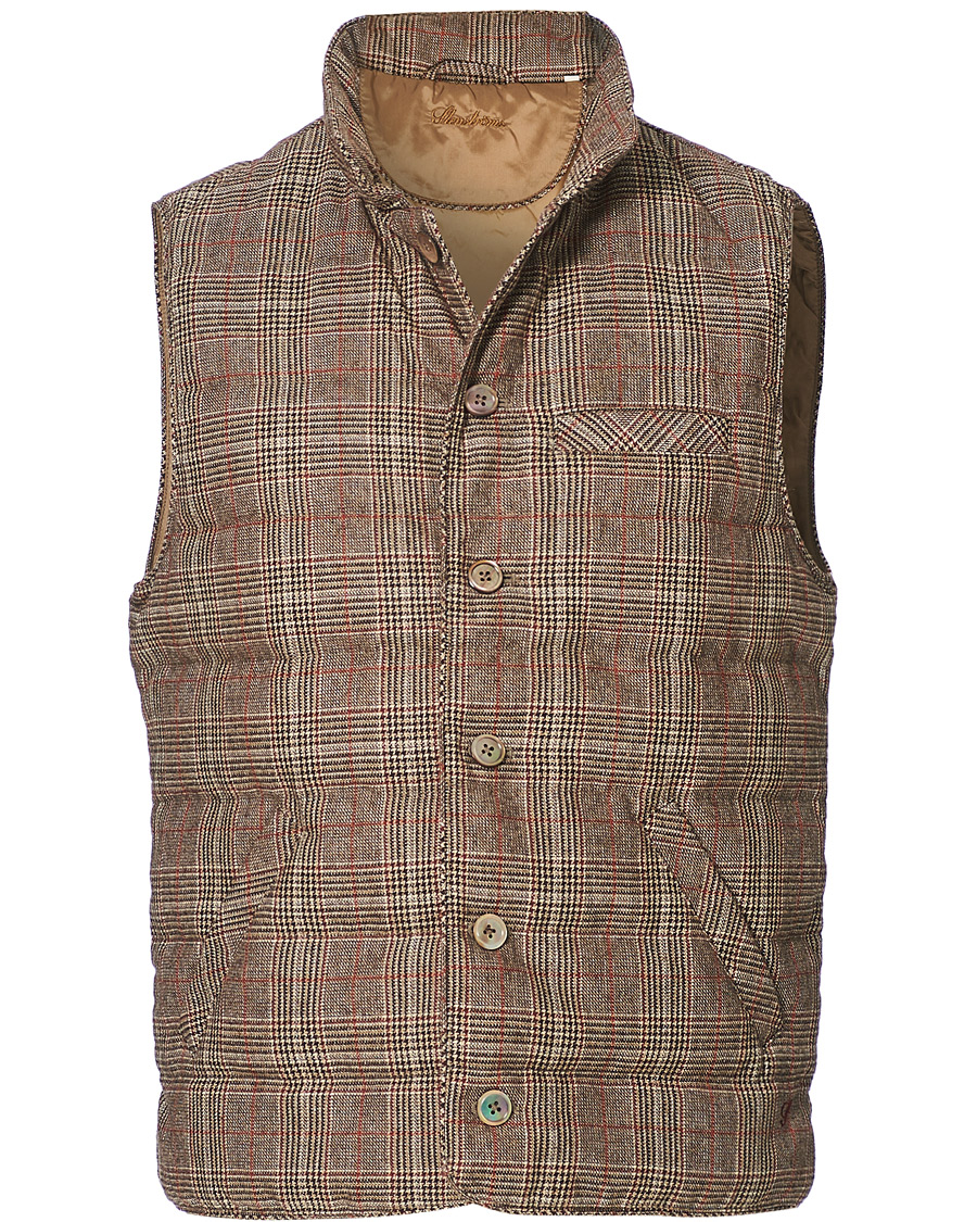Uomini | Giacche | Stenströms | Quilted Check Wool Vest Brown