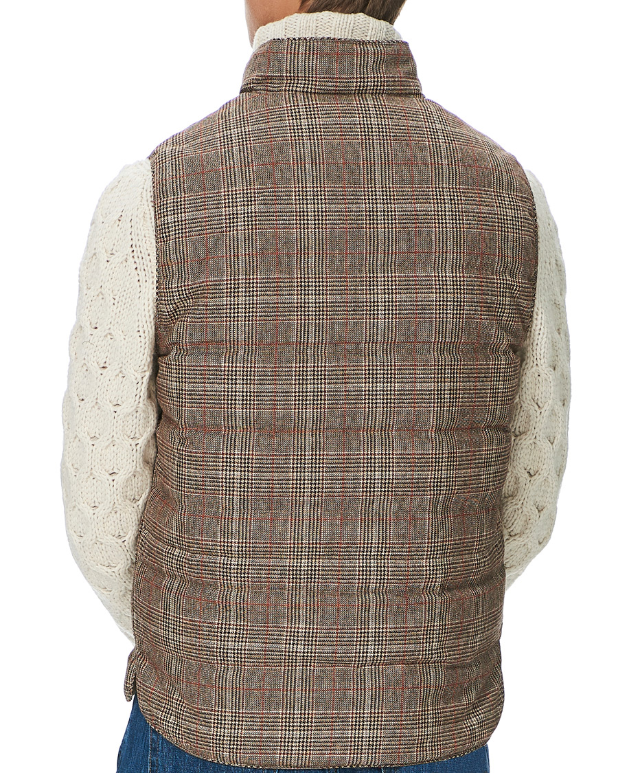 Uomini | Giacche | Stenströms | Quilted Check Wool Vest Brown
