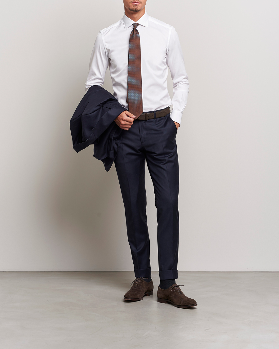 Uomini | Camicie | Mazzarelli | Soft Cotton Cut Away Shirt White
