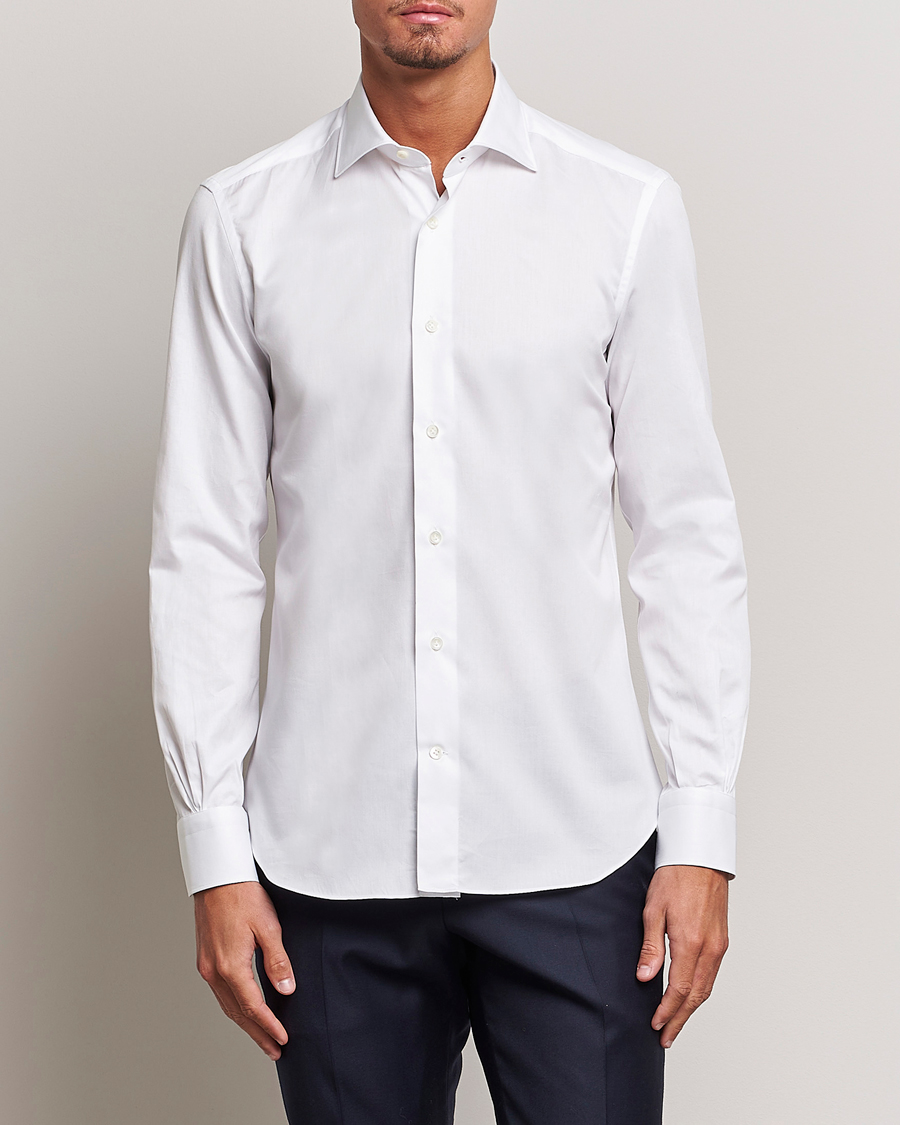 Uomini | Camicie | Mazzarelli | Soft Cotton Cut Away Shirt White
