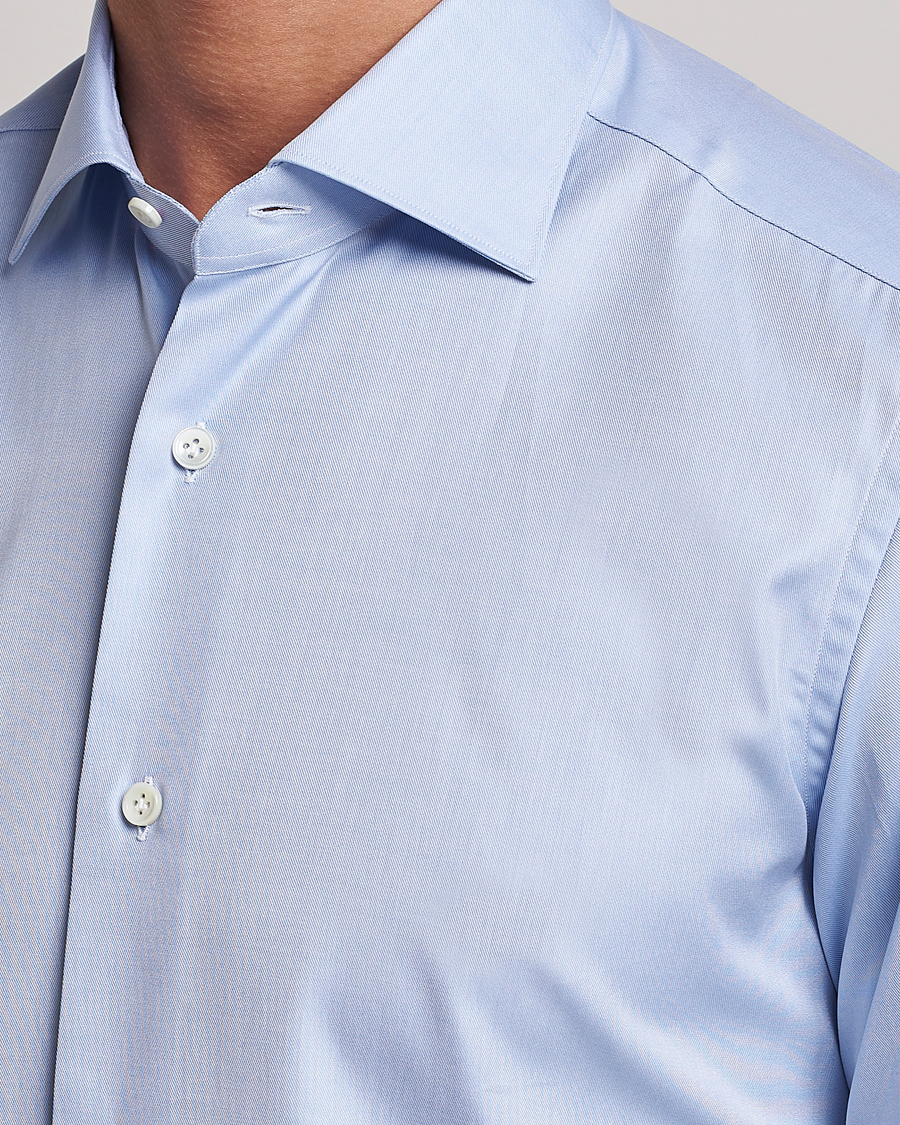 Uomini | Camicie | Mazzarelli | Soft Cotton Cut Away Shirt Light Blue