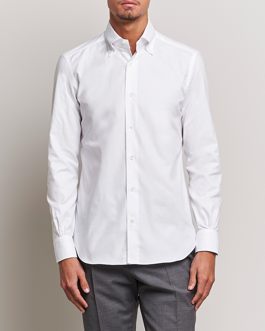 Uomini | Camicie | Mazzarelli | Soft Oxford Button Down Shirt White
