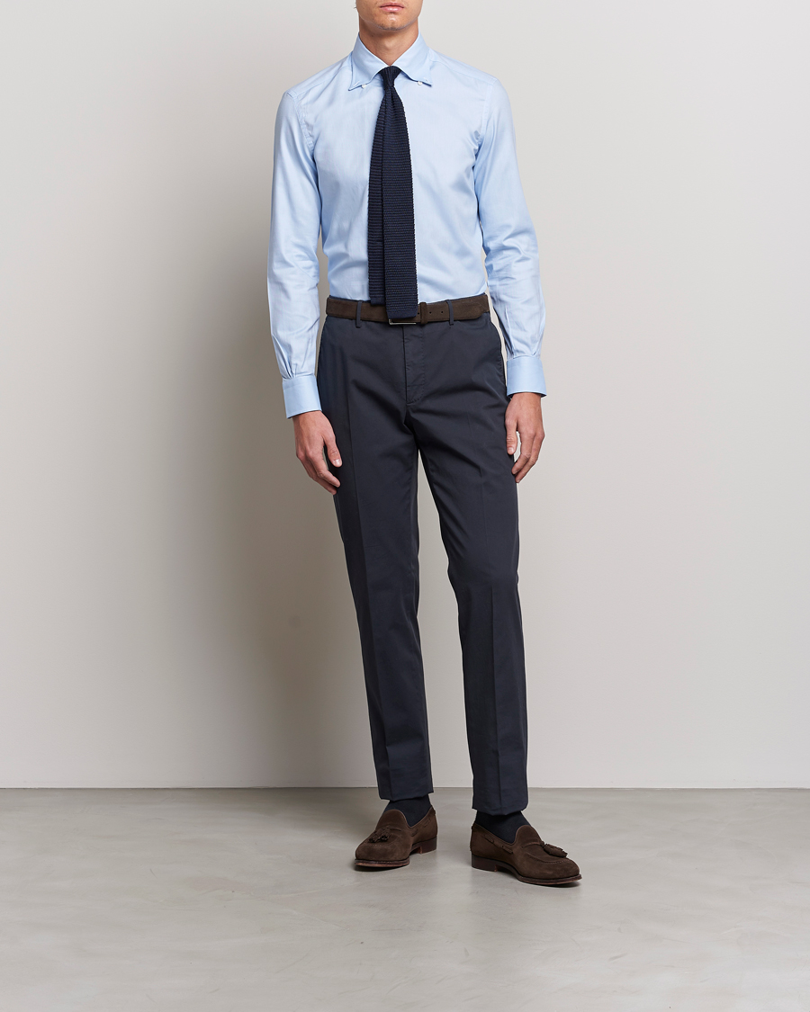 Uomini | Camicie | Mazzarelli | Soft Oxford Button Down Shirt Light Blue
