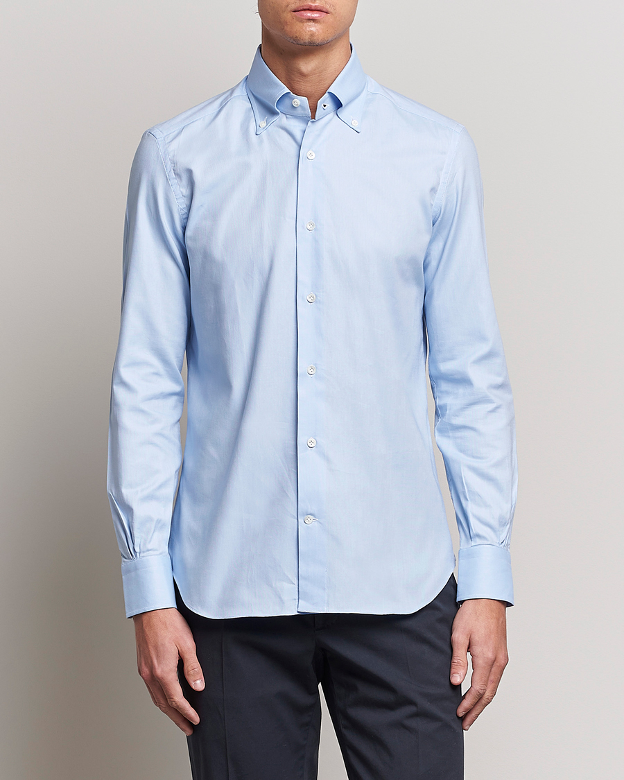 Uomini | Camicie | Mazzarelli | Soft Oxford Button Down Shirt Light Blue